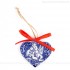 Heilige Familie - Herzform, blau, handgefertigte Keramik, Weihnachtsbaum-Hänger
