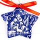 Heilige Familie - Sternform, blau, handgefertigte Keramik, Christbaumschmuck 2