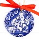 Heilige Familie - runde form, blau, handgefertigte Keramik, Weihnachtsbaumschmuck 2