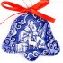 Heilige Familie - Glockenform, blau, handgefertigte Keramik, Baumschmuck zu Weihnachten