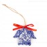 Heilige Familie - Engelform, blau, handgefertigte Keramik, Weihnachtsbaum-Hänger