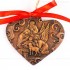 Heilige Familie - Herzform, braun, handgefertigte Keramik, Weihnachtsbaum-Hänger