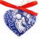 Weihnachtsengel - Herzform, blau, handgefertigte Keramik, Weihnachtsbaum-Hänger 2