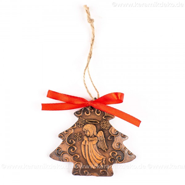 Weihnachtsengel - Weihnachtsbaum-form, braun, handgefertigte Keramik, Weihnachtsbaumschmuck