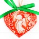 Weihnachtsengel - Herzform, rot, handgefertigte Keramik, Weihnachtsbaum-Hänger 2