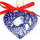 Weihnachtsvogel - Herzform, blau, handgefertigte Keramik, Weihnachtsbaum-Hänger 2