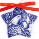 Weihnachtsvogel - Sternform, blau, handgefertigte Keramik, Christbaumschmuck 2