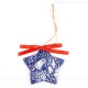 Weihnachtsvogel - Sternform, blau, handgefertigte Keramik, Christbaumschmuck 1