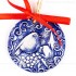 Weihnachtsvogel - runde form, blau, handgefertigte Keramik, Weihnachtsbaumschmuck