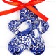 Weihnachtsvogel - Keksform, blau, handgefertigte Keramik, Christbaumschmuck 2