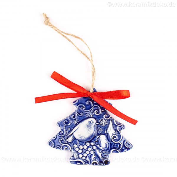 Weihnachtsvogel - Weihnachtsbaum-form, blau, handgefertigte Keramik, Weihnachtsbaumschmuck