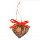 Weihnachtsvogel - Herzform, braun, handgefertigte Keramik, Weihnachtsbaum-Hänger 1