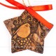 Weihnachtsvogel - Sternform, braun, handgefertigte Keramik, Christbaumschmuck 2
