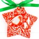 Weihnachtsvogel - Sternform, rot, handgefertigte Keramik, Christbaumschmuck 2