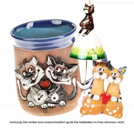 Katzenliebe - 3 tlg. Keramik Geschenkset zum Valentinstag