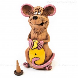 Keramik Räuchermännchen - Maus mit Käse - Räucherfigur und Dekofigur