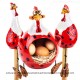 3er Set Hennen rot-weiss - Kantenhocker und Eierkorb 1