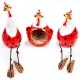 3er Set Hennen rot-weiss - Kantenhocker und Eierkorb 3