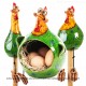 3er Set Hennen gelb-grün - Kantenhocker und Eierkorb 1