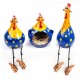 3er Set Hennen blau-gelb - Kantenhocker und Eierkorb 3