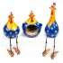 3er Set Hennen blau-gelb - Kantenhocker und Eierkorb