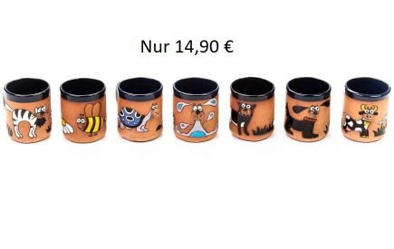 Handgefertigte Tiermotiv Keramiktassen – nur 9,90 €