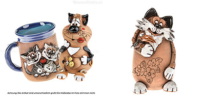 Katzenfiguren aus Keramik